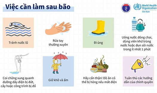 Những việc cần làm sau mưa lũ. Nguồn: Bộ Y tế