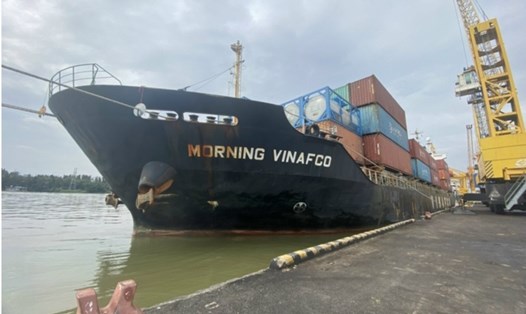 Tàu Morning Vinafco bị rơi hàng xuống biển. Ảnh chụp từ báo cáo của Cảng vụ Hàng hải thành phố Hồ Chí Minh