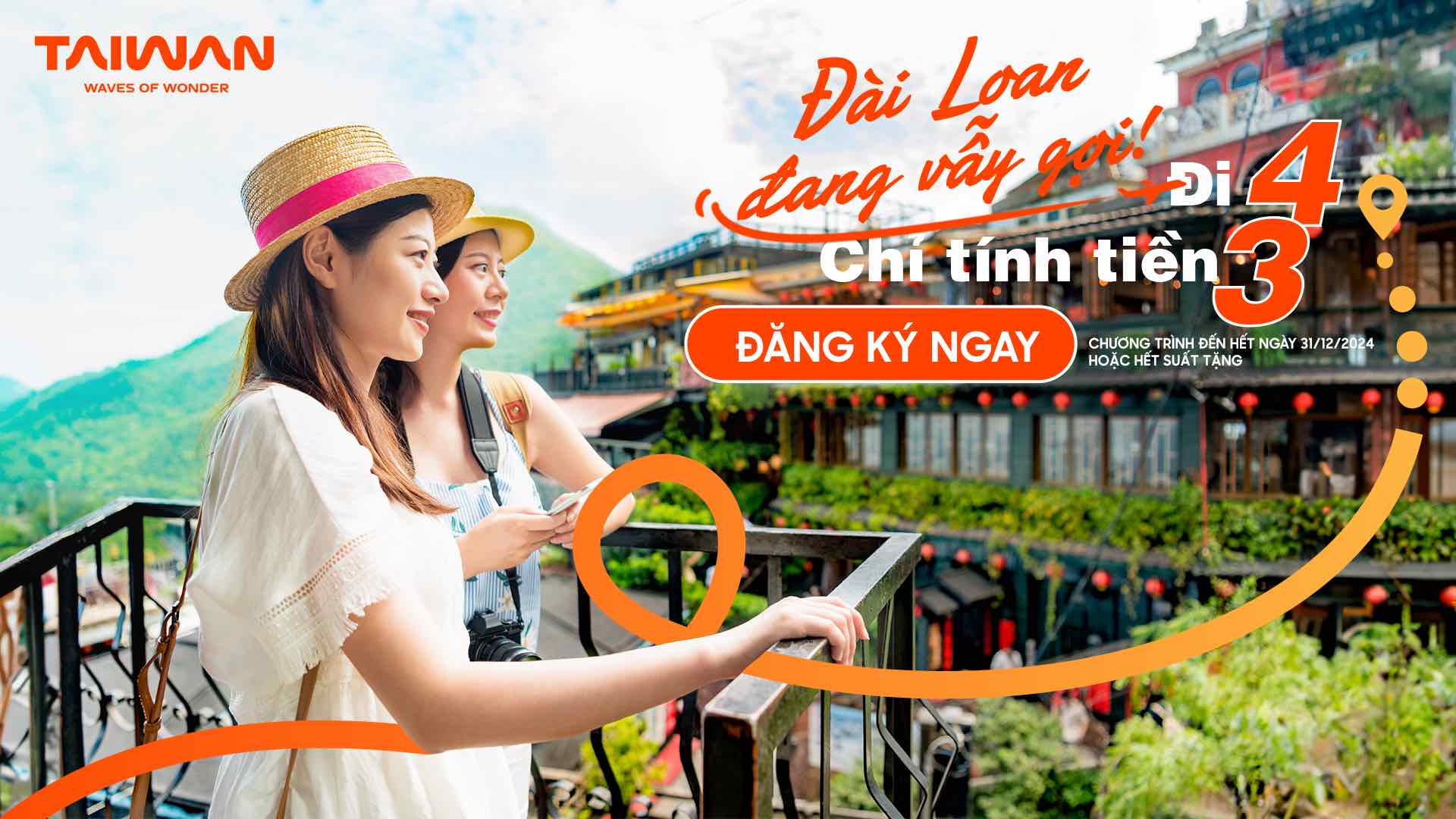 Đi Đài Loan 4 người chỉ cần trả tiền cho 3 người