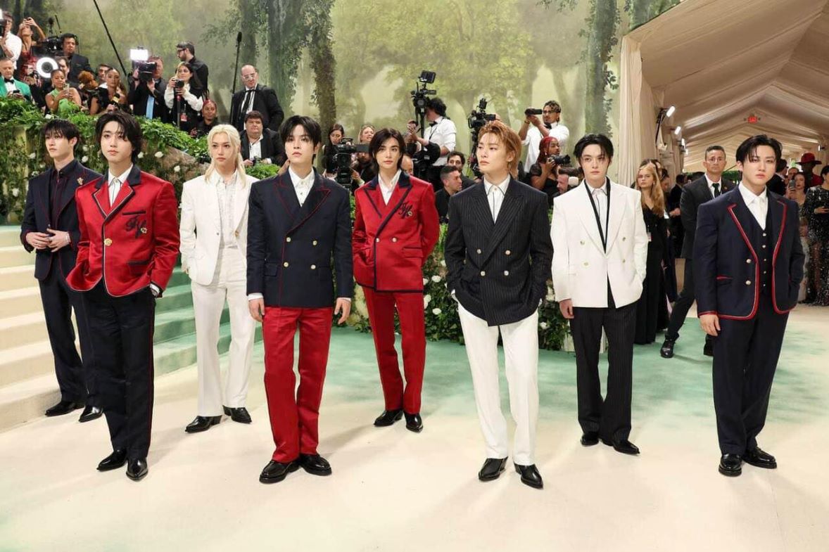 Stray Kids gây chú ý khi xuất hiện tại Met Gala 2024. Ảnh: Reuters