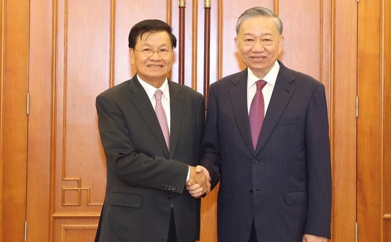 Tổng Bí thư, Chủ tịch nước Tô Lâm và Tổng Bí thư, Chủ tịch nước Lào Thongloun Sisoulith. Ảnh: TTXVN