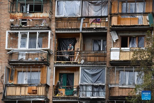 Một tòa nhà bị hư hại tại Kursk, Nga. Ảnh: Xinhua