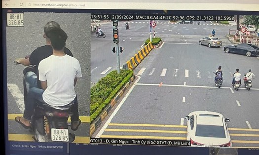 Công an tìm nhóm thanh niên đi xe máy vi phạm để phạt nguội. Ảnh: Công an Vĩnh Yên