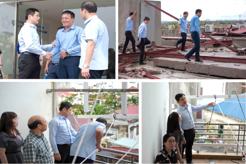 Đoàn công tác Tổng cục Thuế đến động viên và chỉ đạo công tác khắc phục hậu quả bão số 3 tại Cục Thuế TP Hải Phòng. Ảnh: Tổng cục Thuế

