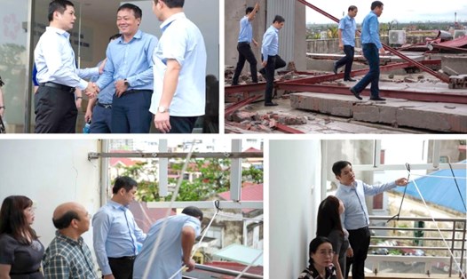 Đoàn công tác Tổng cục Thuế đến động viên và chỉ đạo công tác khắc phục hậu quả bão số 3 tại Cục Thuế TP Hải Phòng. Ảnh: Tổng cục Thuế