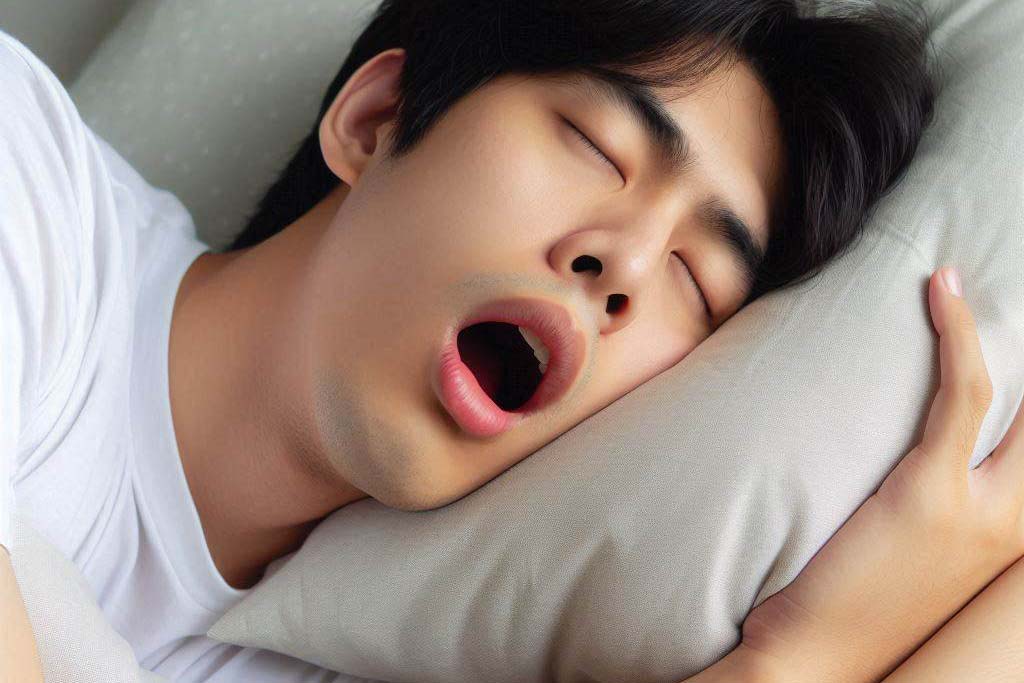 Thở bằng miệng khi ngủ gây nhiều bất lợi cho sức khỏe. Ảnh - AI: Ngọc Thùy