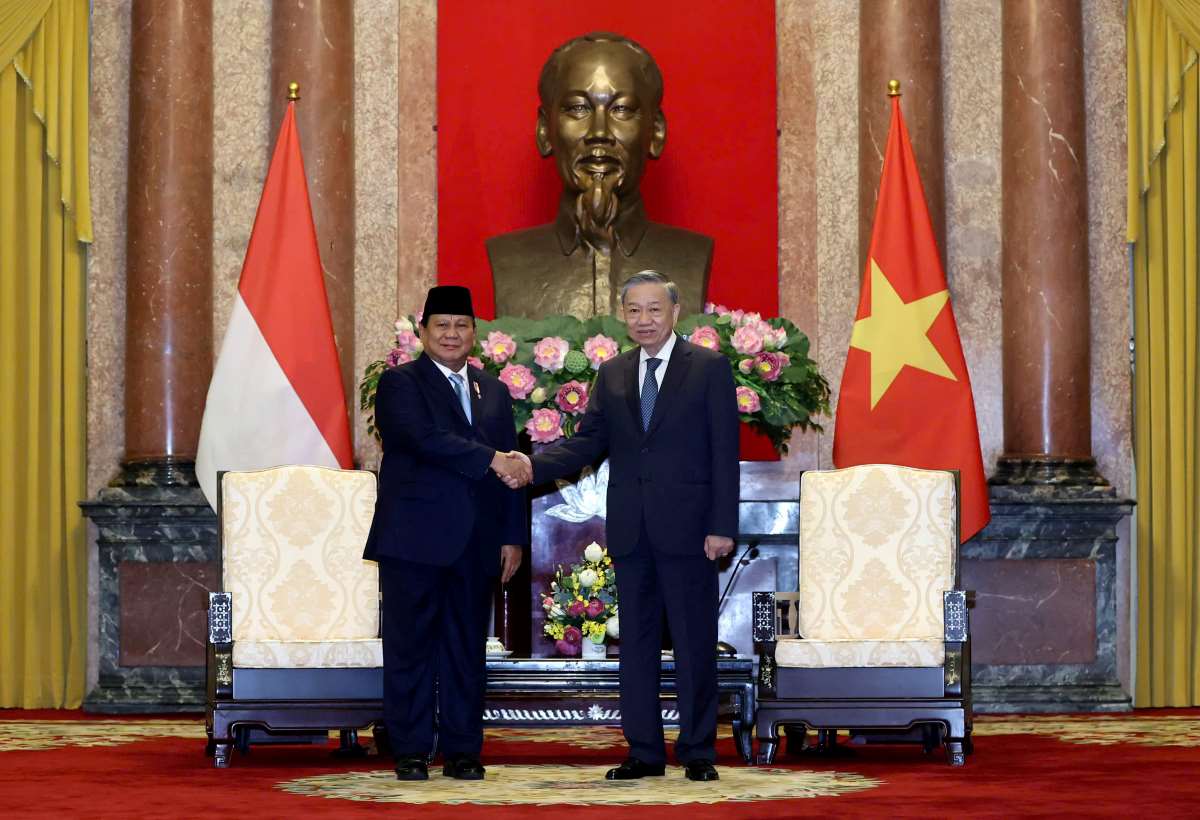 Tổng Bí thư, Chủ tịch nước Tô Lâm tiếp Tổng thống đắc cử Indonesia Prabowo Subianto. Ảnh: Hải Nguyễn