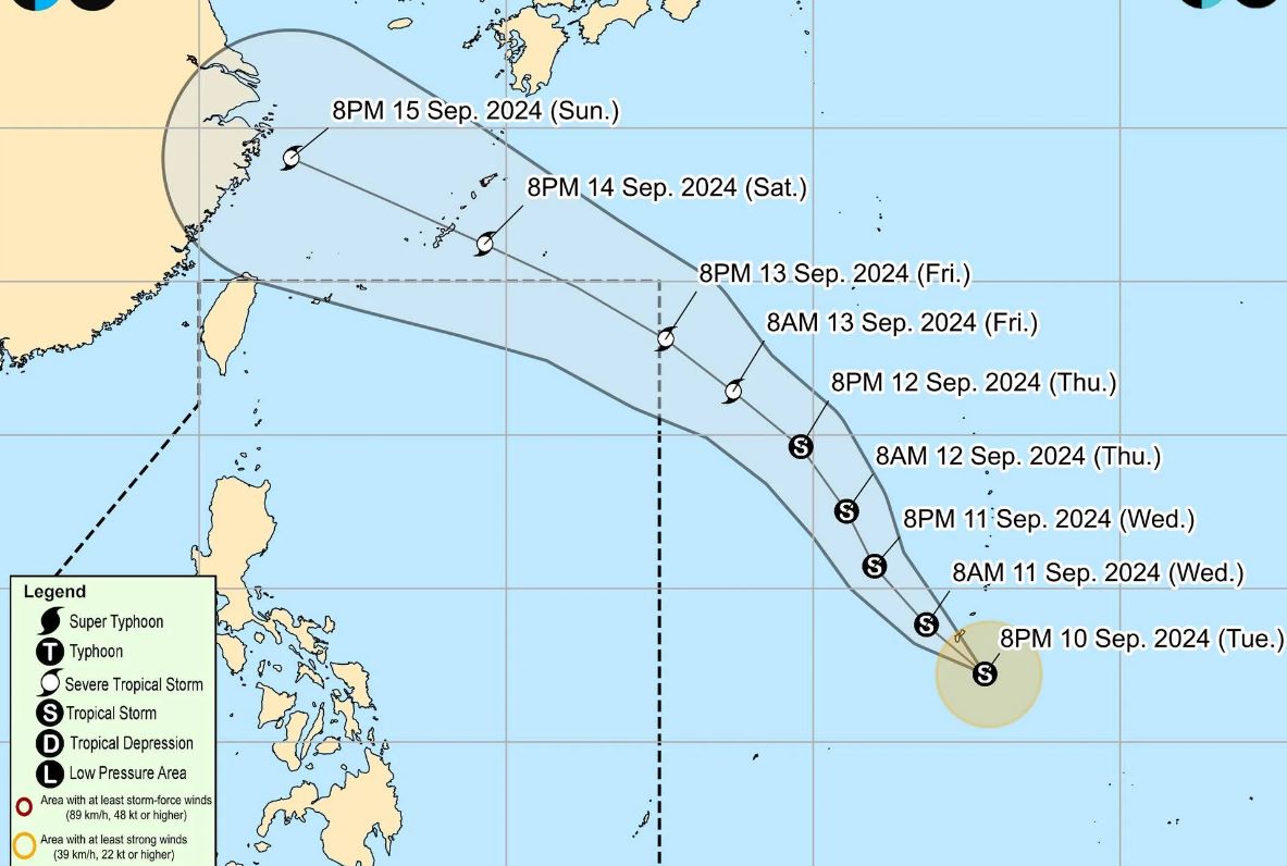 Dự báo đường đi của bão Bebinca. Ảnh: PAGASA