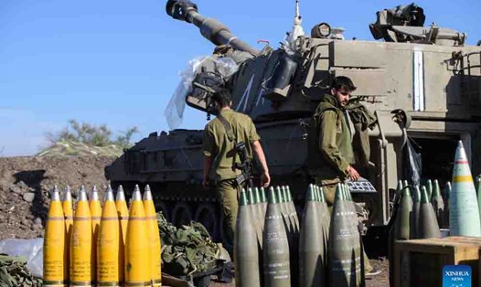 Quân đội Israel ở biên giới giáp Lebanon. Ảnh: Xinhua