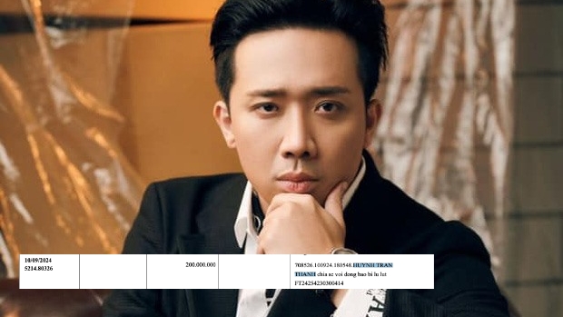 Giao dịch của Trấn Thành trong danh sách sao kê. 