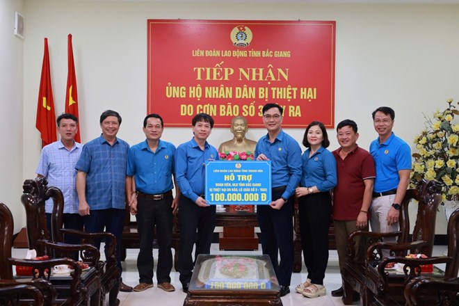 LĐLĐ Thanh Hóa hỗ trợ các tỉnh bị ảnh hưởng bão số 3