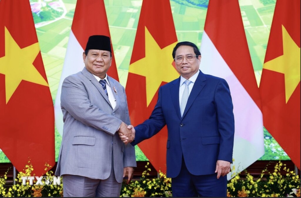 Thủ tướng Chính phủ Phạm Minh Chính tiếp Tổng thống đắc cử Indonesia Prabowo Subianto. Ảnh: TTXVN