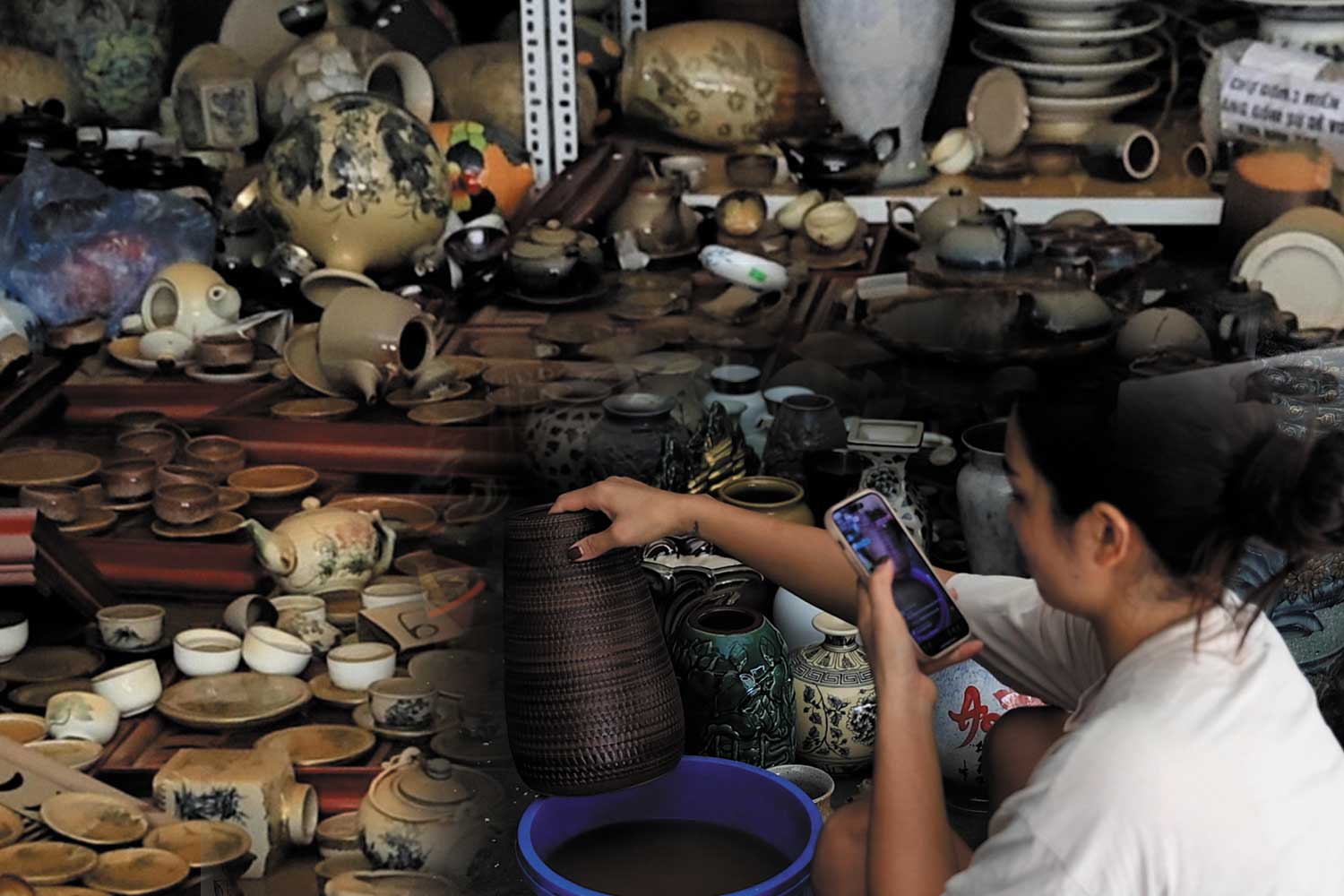 Thiệt hại sau lũ, người dân làng gốm livestream xả hàng