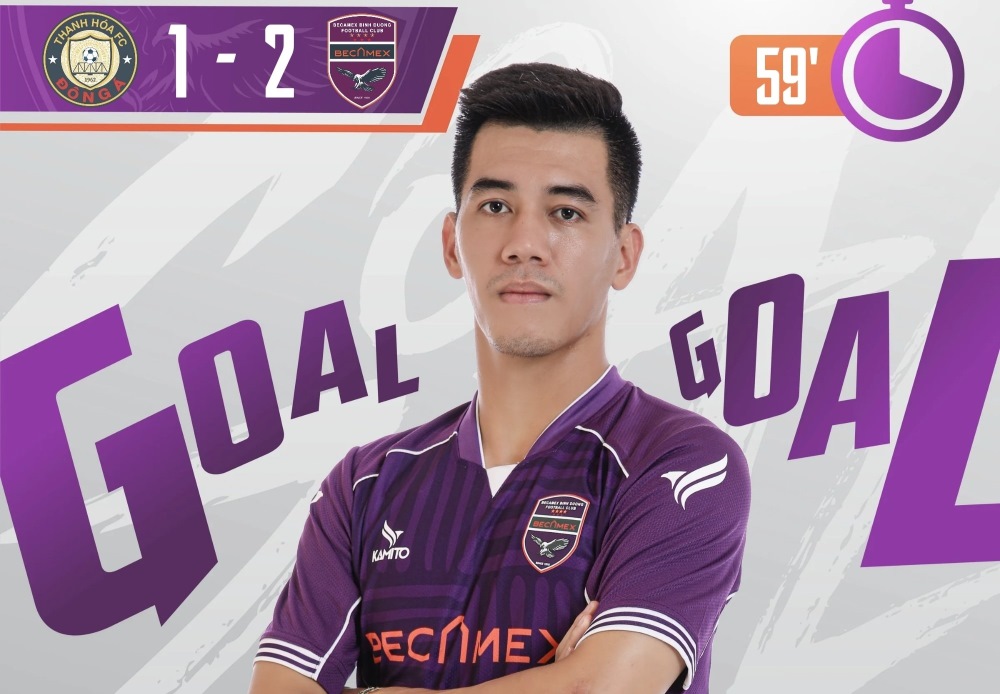 Video bàn thắng Thanh Hóa - Bình Dương: Cú đúp của Tiến Linh.