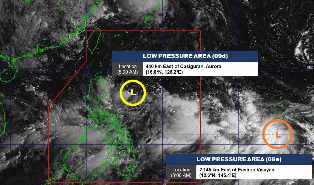 Hai ap thap hinh thanh gan Philippines ngay 15.9, co kha nang manh len thanh bao. Anh: PAGASA