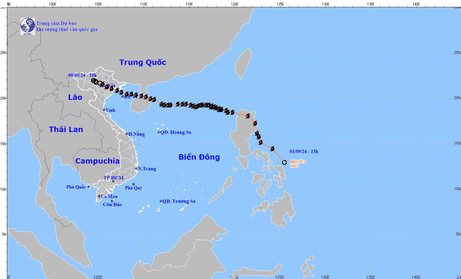 Duong di cua bao so 3. Anh: Trung tam Du bao Khi tuong Thuy van Quoc gia