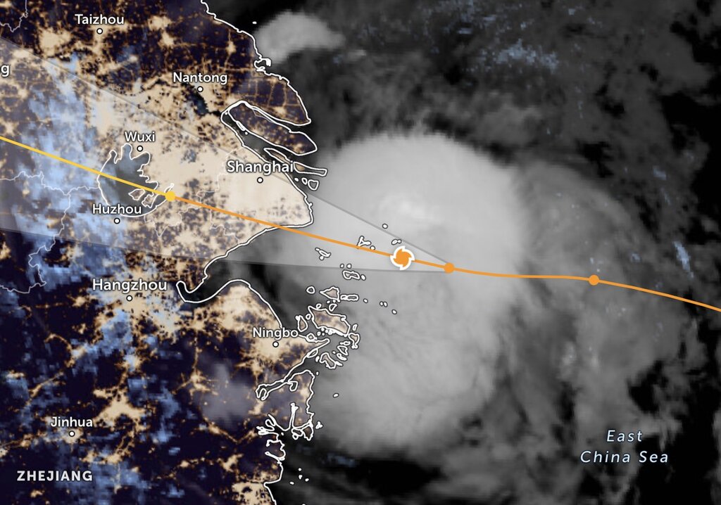Bão Bebinca là cơn bão mạnh nhất trong hơn 75 năm qua dự kiến đổ bộ Trung Quốc sáng nay. Ảnh: Zoom Earth