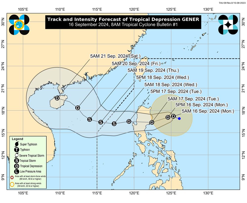 Ap thap nhiet doi manh len thanh bao khi di chuyen vao Bien Dong, co kha nang do bo Vinh Bac Bo. Anh: PAGASA