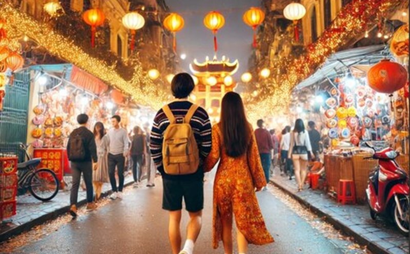 Các cặp đôi có thể cùng nhau dạo ngắm phố phường nhân dịp Trung Thu. Ảnh: Xinhua