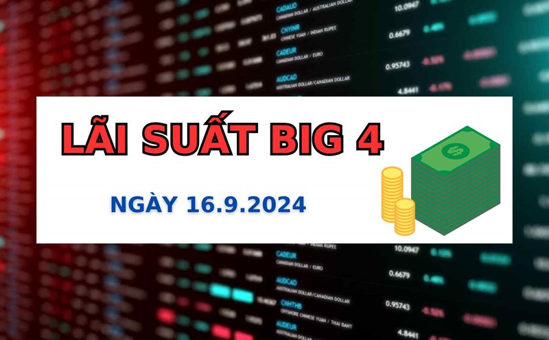 Lãi suất Agribank, BIDV, Vietcombank, VietinBank 16.9.2024.