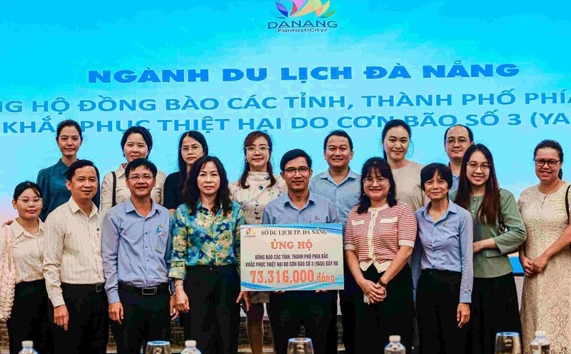 Sở Du lịch TP Đà Nẵng tổ chức phát động ủng hộ đồng bào các tỉnh, thành phố miền Bắc khắc phục thiệt hại sau cơn bão số 3. Ảnh: Sở Du lịch TP Đà Nẵng