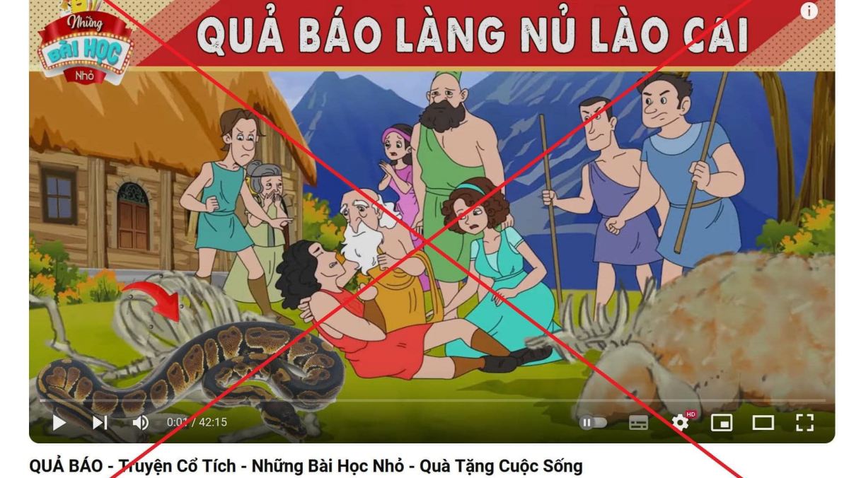 Video có tiêu đề "Quả báo làng Nủ Lào Cai" gây phẫn nộ. Ảnh: YouTube Những bài học nhỏ