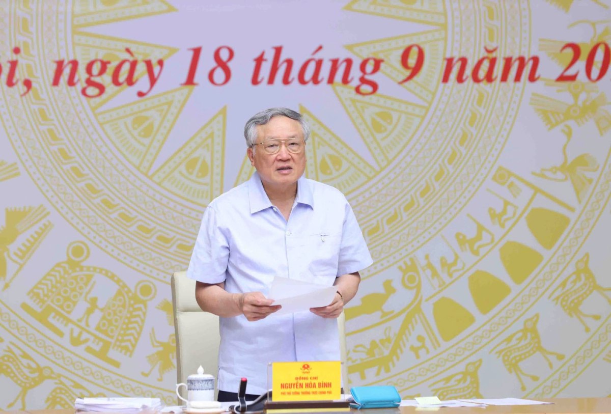 Phó Thủ tướng Thường trực Chính phủ Nguyễn Hòa Bình chủ trì cuộc họp. Ảnh: Nguyễn Hoàng