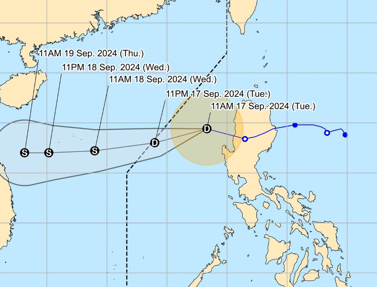 Du bao duong di cua ap thap nhiet doi den ngay 19.9.2024. Anh: PAGASA