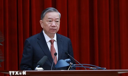 Tổng Bí thư, Chủ tịch nước Tô Lâm phát biểu khai mạc Hội nghị lần thứ 10 Ban Chấp hành Trung ương Đảng khóa XIII. Ảnh: TTXVN