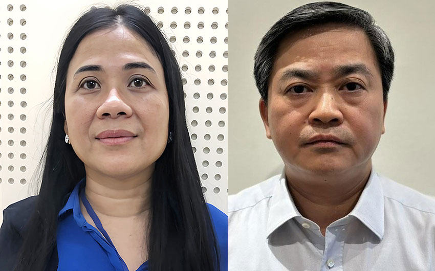 Bị can Lê Đức Thọ và bà chủ Xuyên Việt Oil Mai Thị Hồng Hạnh. Ảnh: Bộ Công an 