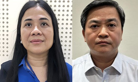 Bị can Lê Đức Thọ và bà chủ Xuyên Việt Oil Mai Thị Hồng Hạnh. Ảnh: Bộ Công an