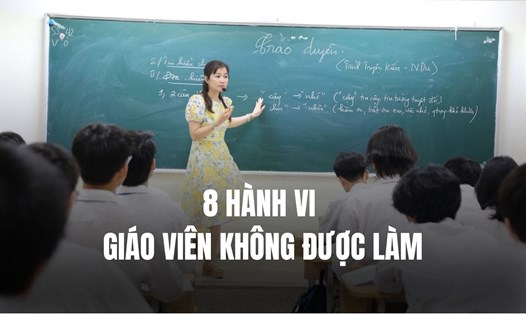 Điều 13 dự thảo Luật Nhà giáo nêu rõ 8 hành vi giáo viên không được làm. Đồ họa: Anh Đức