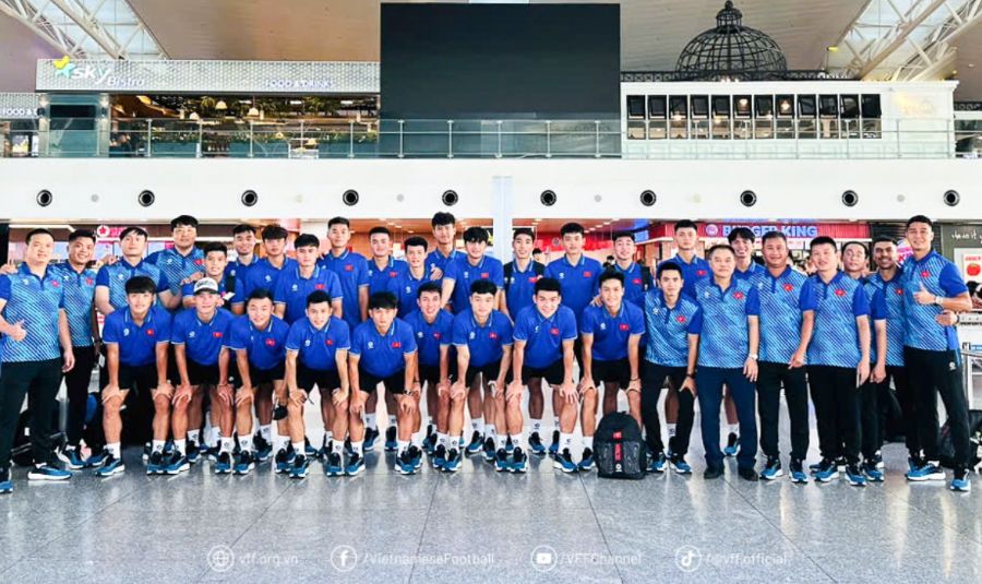 U22 Việt Nam sang Trung Quốc dự giải giao hữu quốc tế. Ảnh: VFF