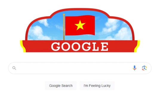 Google đổi giao diện trang chủ tìm kiếm để chào mừng Quốc khánh Việt Nam. Ảnh: Chụp màn hình