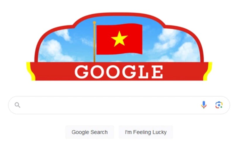 Google đổi giao diện trang chủ tìm kiếm để chào mừng Quốc khánh Việt Nam. Ảnh: Chụp màn hình