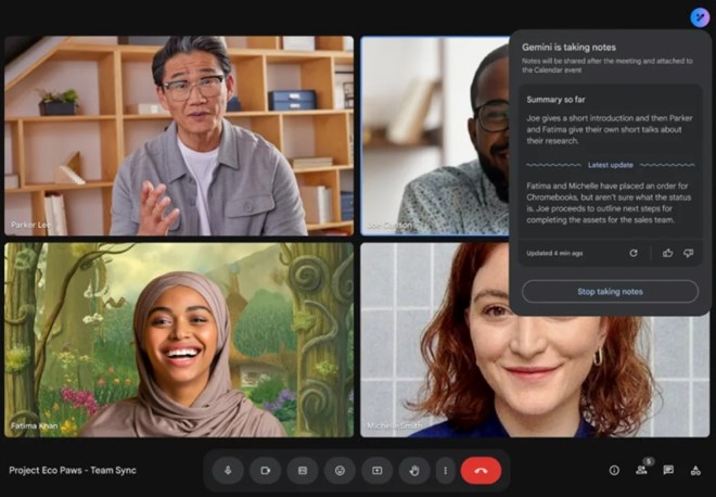 Tính năng AI giúp ghi chú cuộc gọi video trên Google Meet
