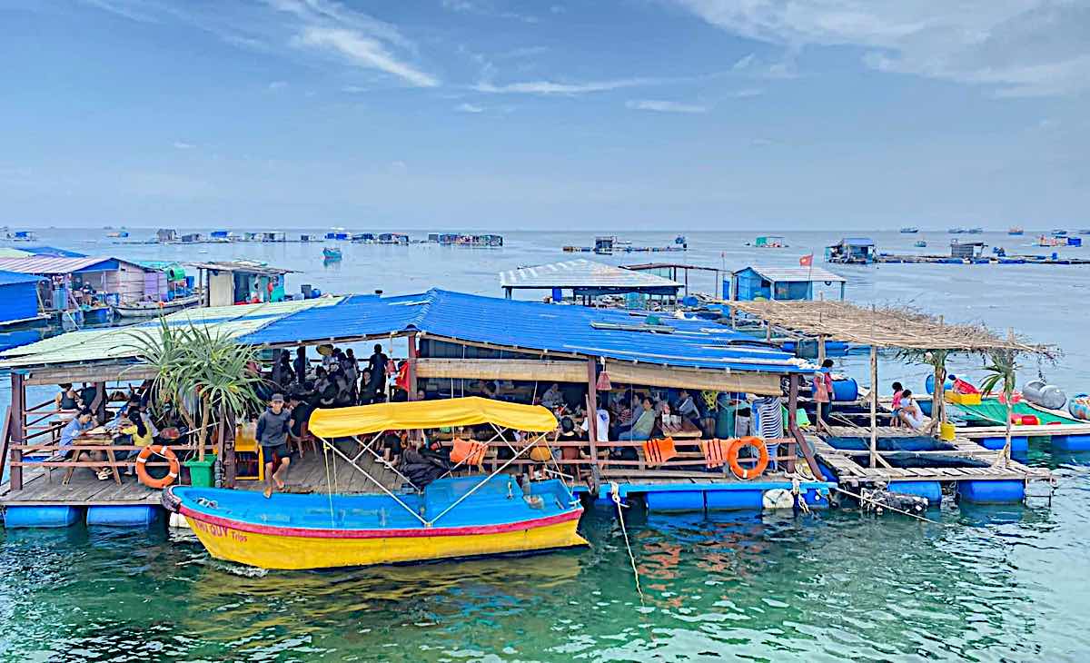 Floating houses attract many tourists to eat seafood. Photo: Van Dinh