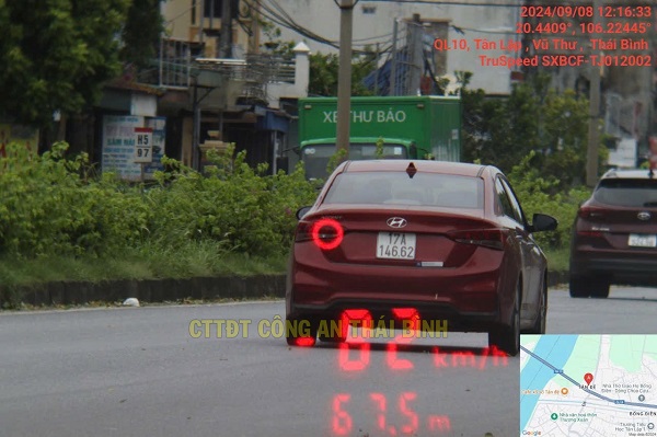 Hình ảnh xe bị phạt nguội ở Thái Bình. Ảnh: Công an Thái Bình