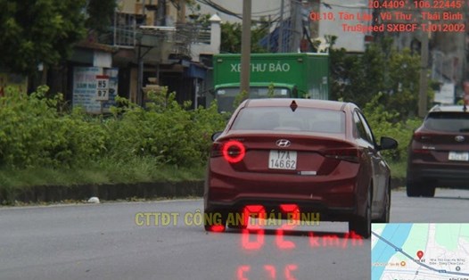 Hình ảnh xe bị phạt nguội ở Thái Bình. Ảnh: Công an Thái Bình