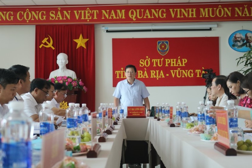 Đoàn kiểm tra của Bộ Tư pháp đã có buổi kiểm tra tại tỉnh Bà Rịa – Vũng Tàu. Ảnh: Bộ Tư pháp