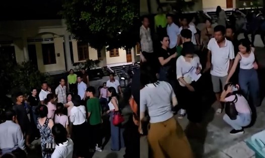 Một người phụ nữ tham gia đấu giá đất bị đánh ngay tại trụ sở UBND thị trấn Cát Tiến (huyện Phù Cát, Bình Định). Ảnh chụp màn hình