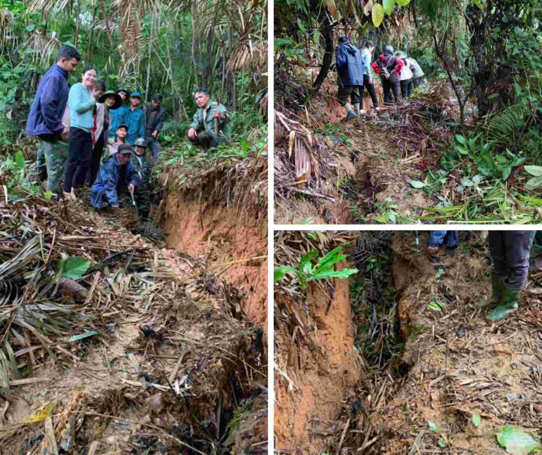 Vị trí nứt núi sau khu dân cư thôn 56B, thuộc xã Đắc Pre, huyện Nam Giang, Quảng Nam: Ảnh: Đăng Chương