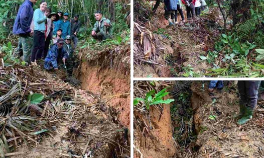 Vị trí nứt núi sau khu dân cư thôn 56B, thuộc xã Đắc Pre, huyện Nam Giang, Quảng Nam: Ảnh: Đăng Chương