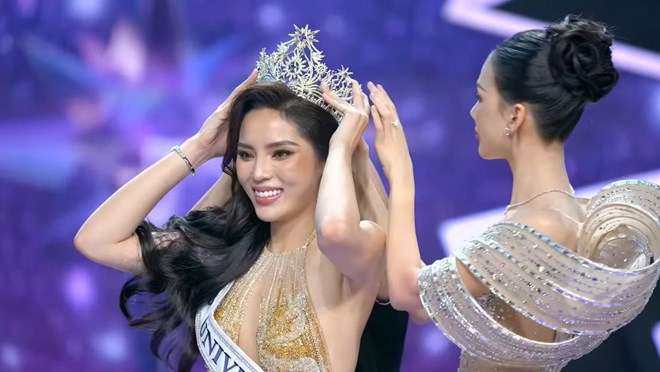 Kỳ Duyên đăng quang 2 cuộc thi hoa hậu với nhiều ồn ào, tranh cãi. Ảnh: Miss Universe Vietnam