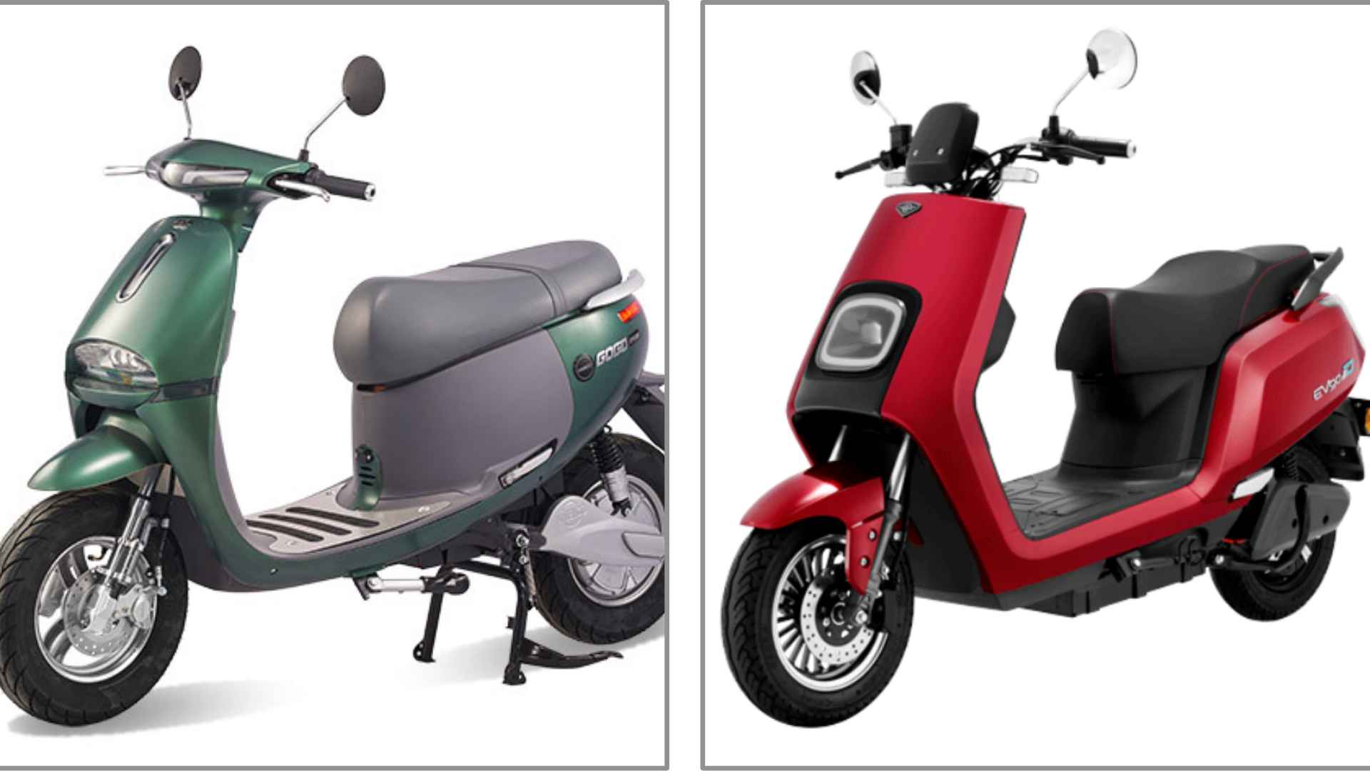 Two electric cars glide smoothly, equipped with many convenient features.