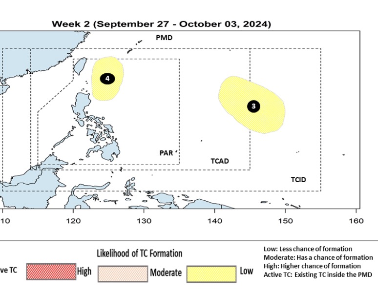 Du bao ap thap hinh thanh gan Philippines trong nhung ngay cuoi thang 9 va dau thang 10. Anh: PAGASA