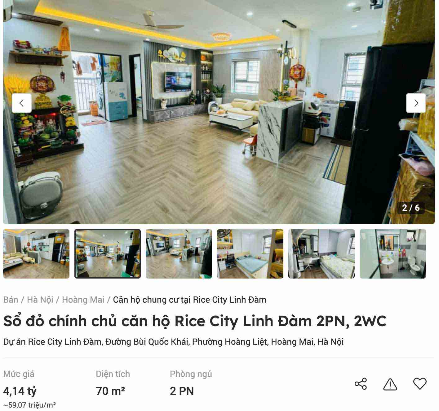 Nhiều căn nhà ở xã hội được rao bán với giá 55-60 triệu đồng/m2. Ảnh: Anh Huy.