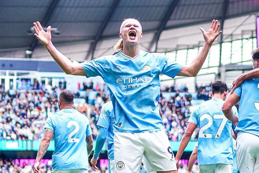 Erling Haaland mở tỉ số cho Man City. Ảnh: Man City