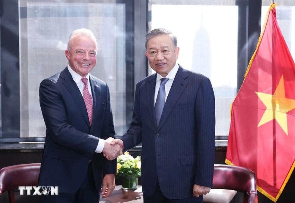 Tổng Bí thư, Chủ tịch nước Tô Lâm tiếp Tiến sĩ Brendan Nelson - Phó Chủ tịch Cấp cao Tập đoàn Boeing kiêm Chủ tịch Boeing Global. Ảnh: TTXVN