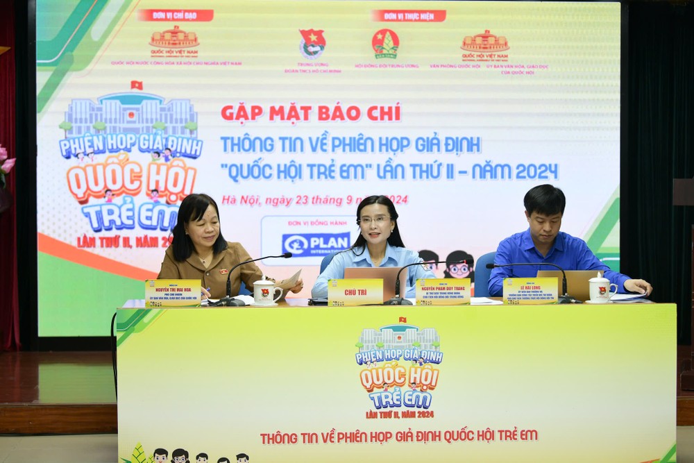 Buoi gap mat thong tin ve Phien hop gia dinh “Quoc hoi tre em” lan thu 2, nam 2024. Anh: Luu Trinh